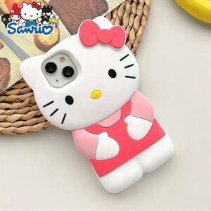 Sanrio HELLO KITTY 3D Pink/White iPhone 13 Pro Max Silicone Case Cover NEW